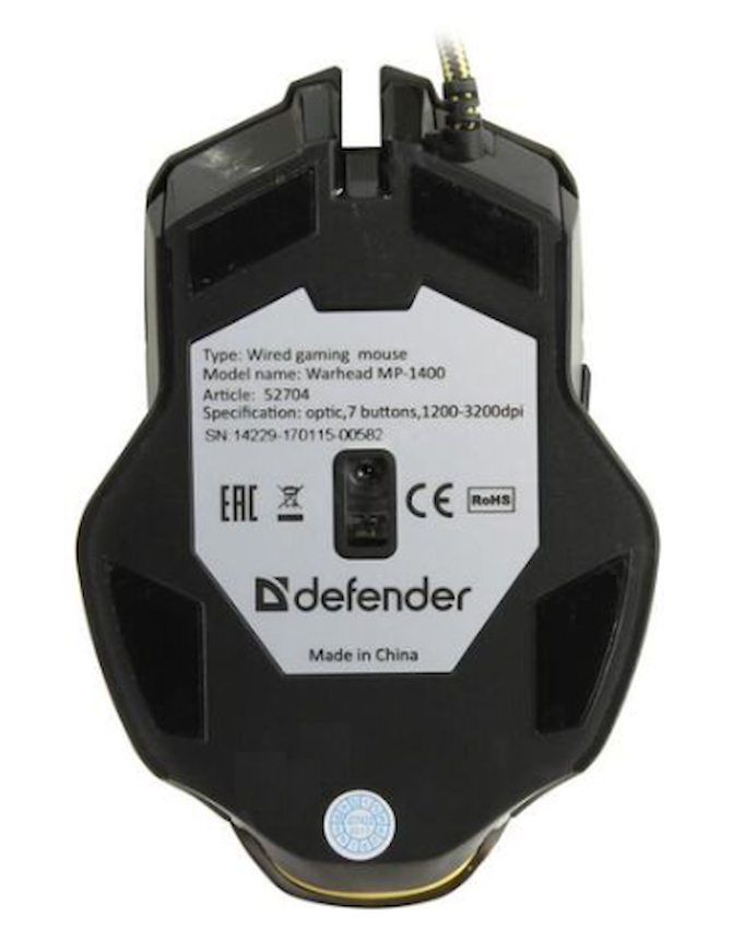 Игровой набор Defender Warhead MP-1400 черный,мышь+ковер2