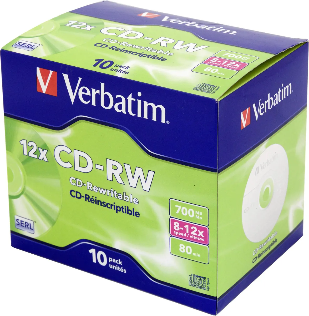 Диск CD-RW Verbatim 700Mb 12x DataLife+ (10шт)